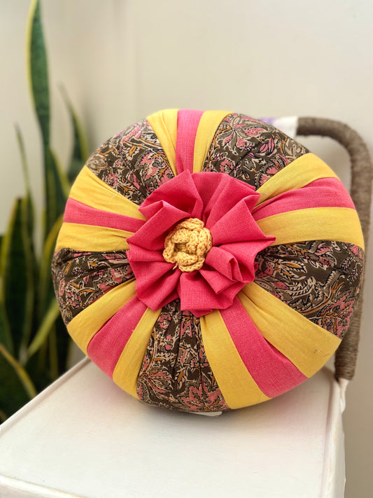 PATCHWORK CUSHIONS-PINK AND MUSTARD (Set of 2)