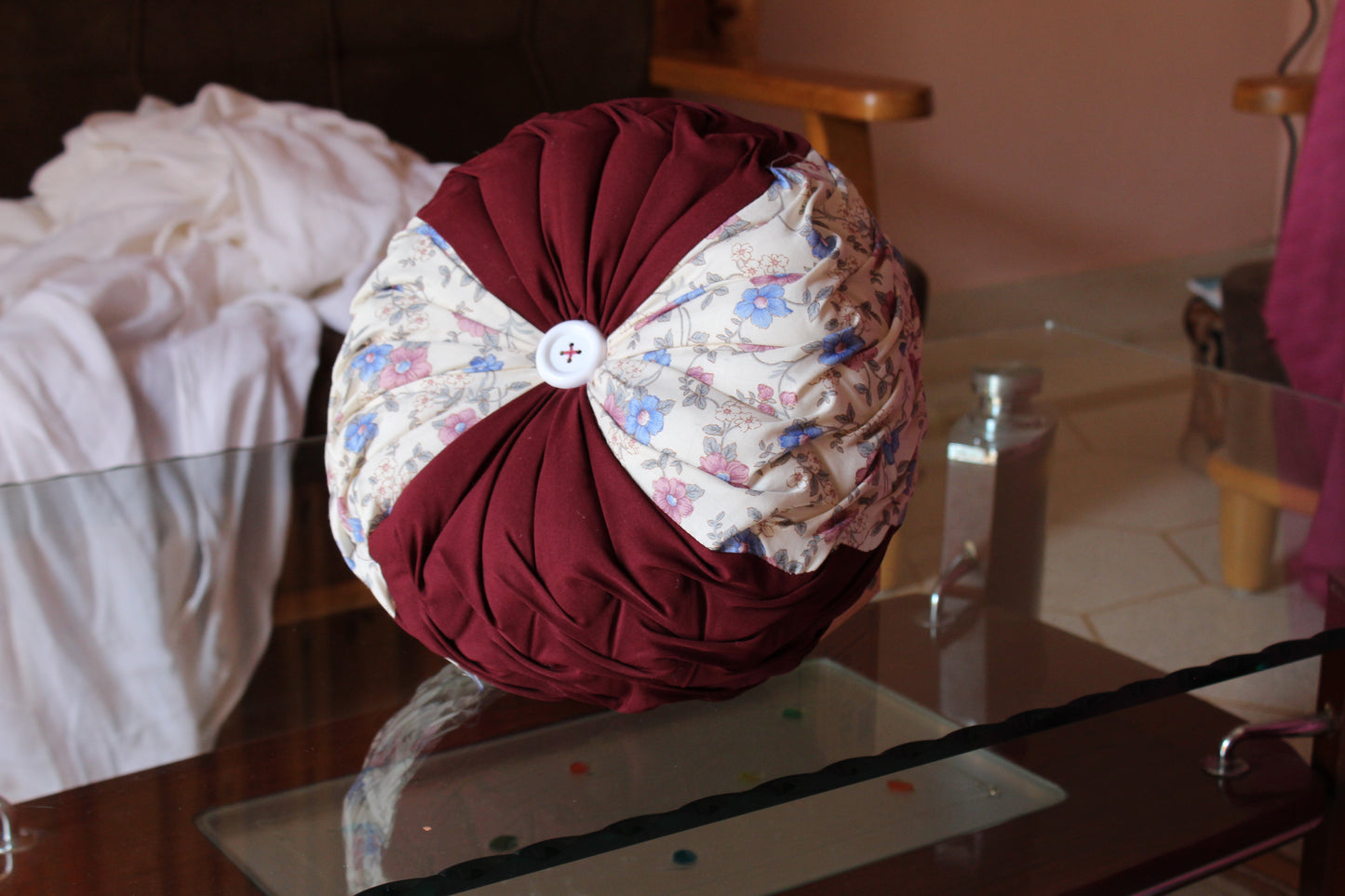 SMOCKLE CUSHIONS-MAROON, WHITE (Set of 2)