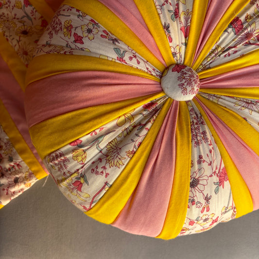 PATCHWORK CUSHIONS-YELLOW AND PINK (Set of 2)