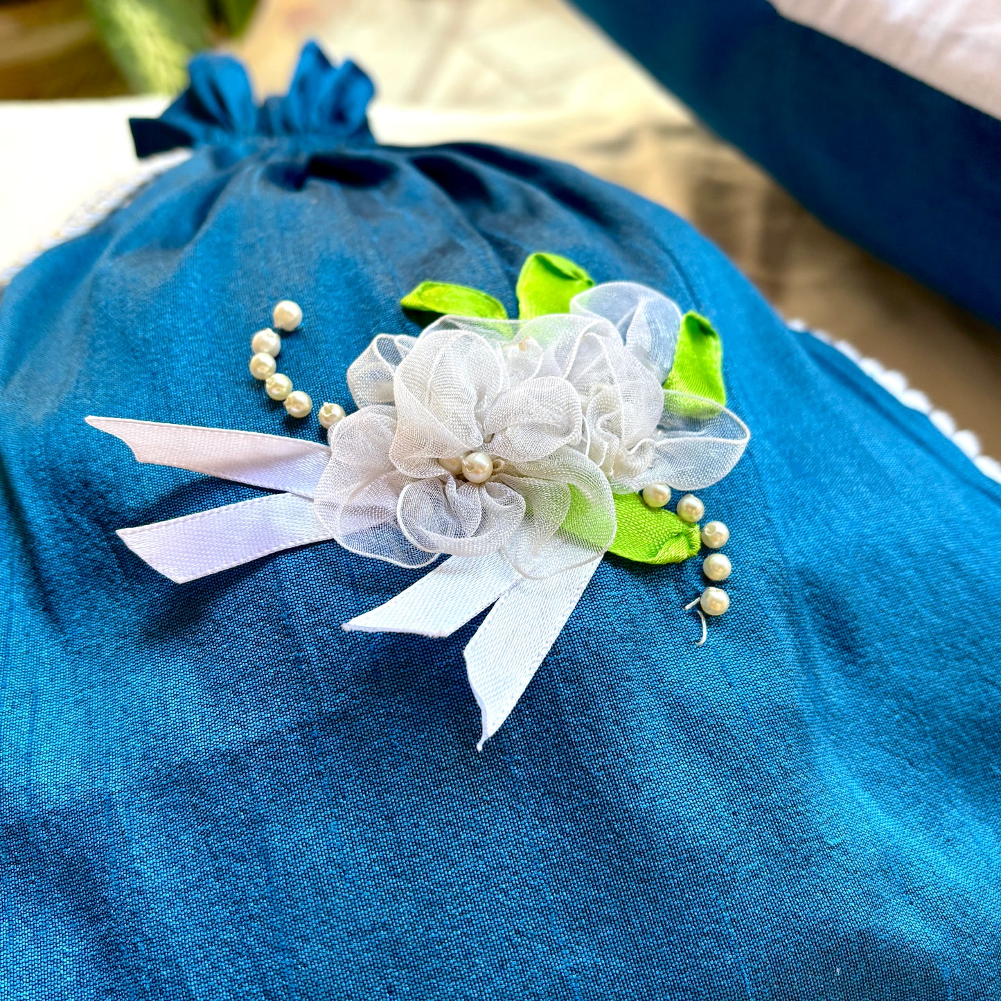 Ribbon Embroidery Potli - Paradise