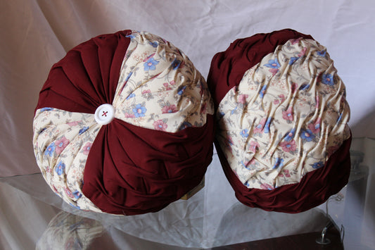 SMOCKLE CUSHIONS-MAROON, WHITE (Set of 2)
