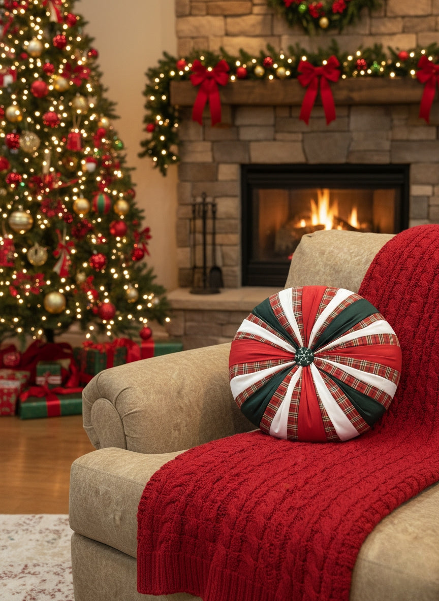 CHRISTMAS ROUND PATCH WORK CUSHIONS