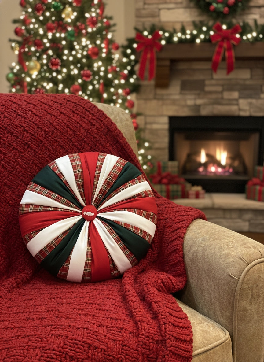 CHRISTMAS ROUND PATCH WORK CUSHIONS