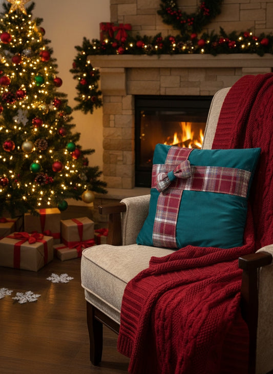 CHRISTMAS SPECIAL REMOVABLE BOW CUSHION COVER