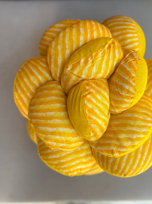 LEHERIYA FLOWER CUSHIONS-YELLOW