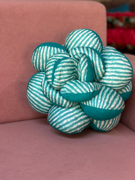 LEHERIYA FLOWER CUSHIONS-TEAL