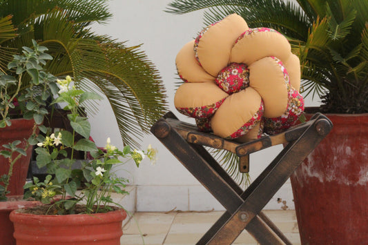 FLOWER CUSHIONS-CREAM AND MAROON