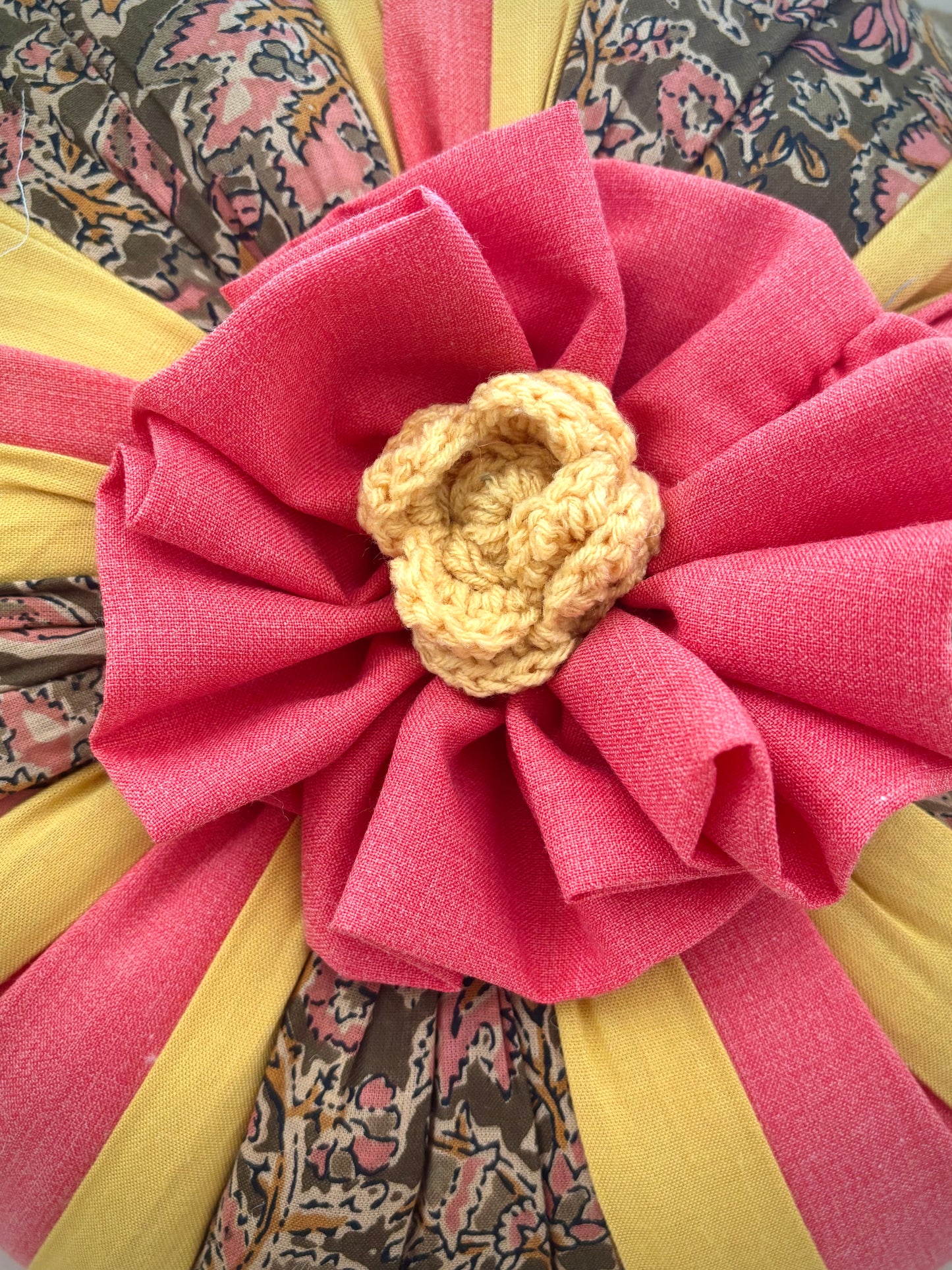 PATCHWORK CUSHIONS-PINK AND MUSTARD (Set of 2)
