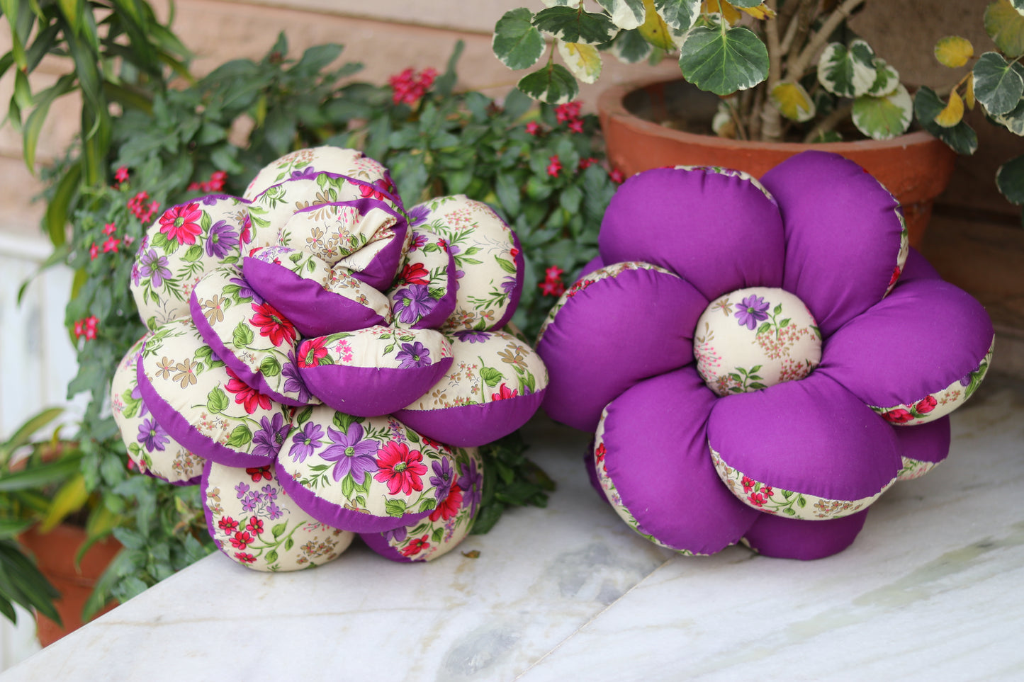 FLOWER CUSHIONS- PURPLE